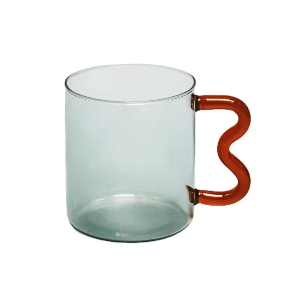 Cană de Cafea Cană de Sticlă Colorată cu Ureche Făcută Manual Simplă Ondulată Ceașcă de Cafea pentru Apă Caldă Pahar Cadou Veselă 300ml