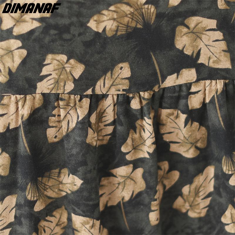 DIMANAF 2024 Plus Size Women Summer Beach Dress Vintage Lady Long Dress Loose Maxi Dress Cotton Black Printing