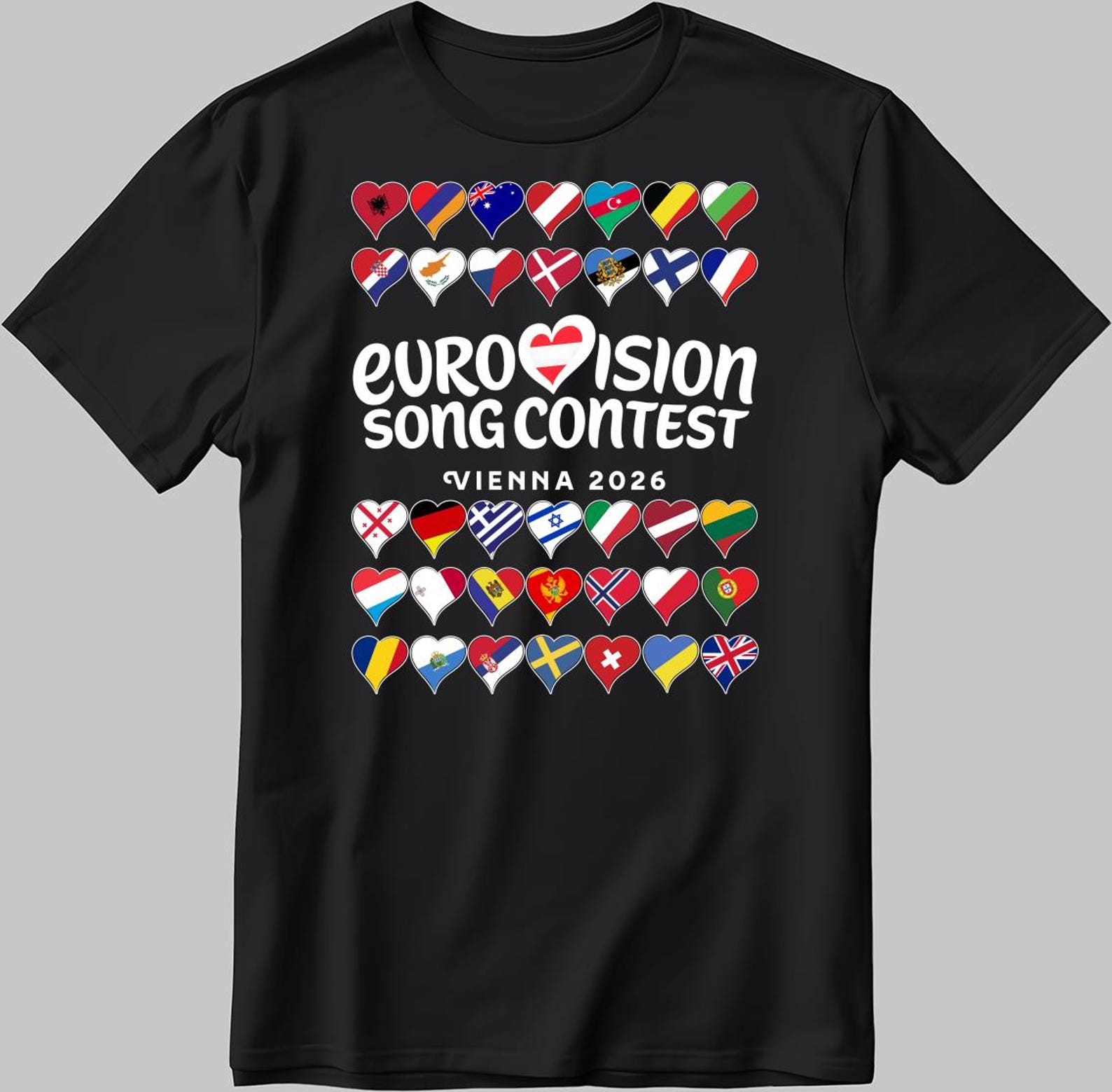 Eurovision 2026 Flag T-Shirt - Vienna Austria Song Contest BB26 S