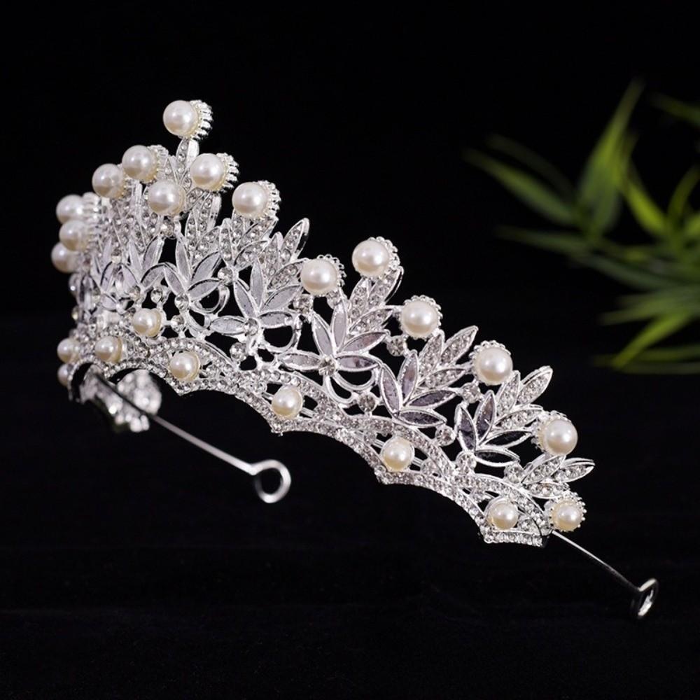 Gold Bride Crown Fairy Pearl Tiaras Temperament Rhinestone Tiara  Princess