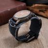 New Fashion Men'S Watches Luxury Big Dial Quartz Lovers Watch Wide Genuine Leather Punk Bracelet Sport Wristwatch Men Gift