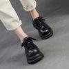 Johnature Plateauschuhe im britischen Stil, Pendlerhöhe, höhenerhöhend, echtes Leder, Schnürschuhe, Damenschuhe