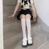 2 Pairs Women Lolita Lace-edge Bow Velvet Stockings Mid Leg Socks Thin Breathable Soft Cute College Style Kawaii  Calf Socks