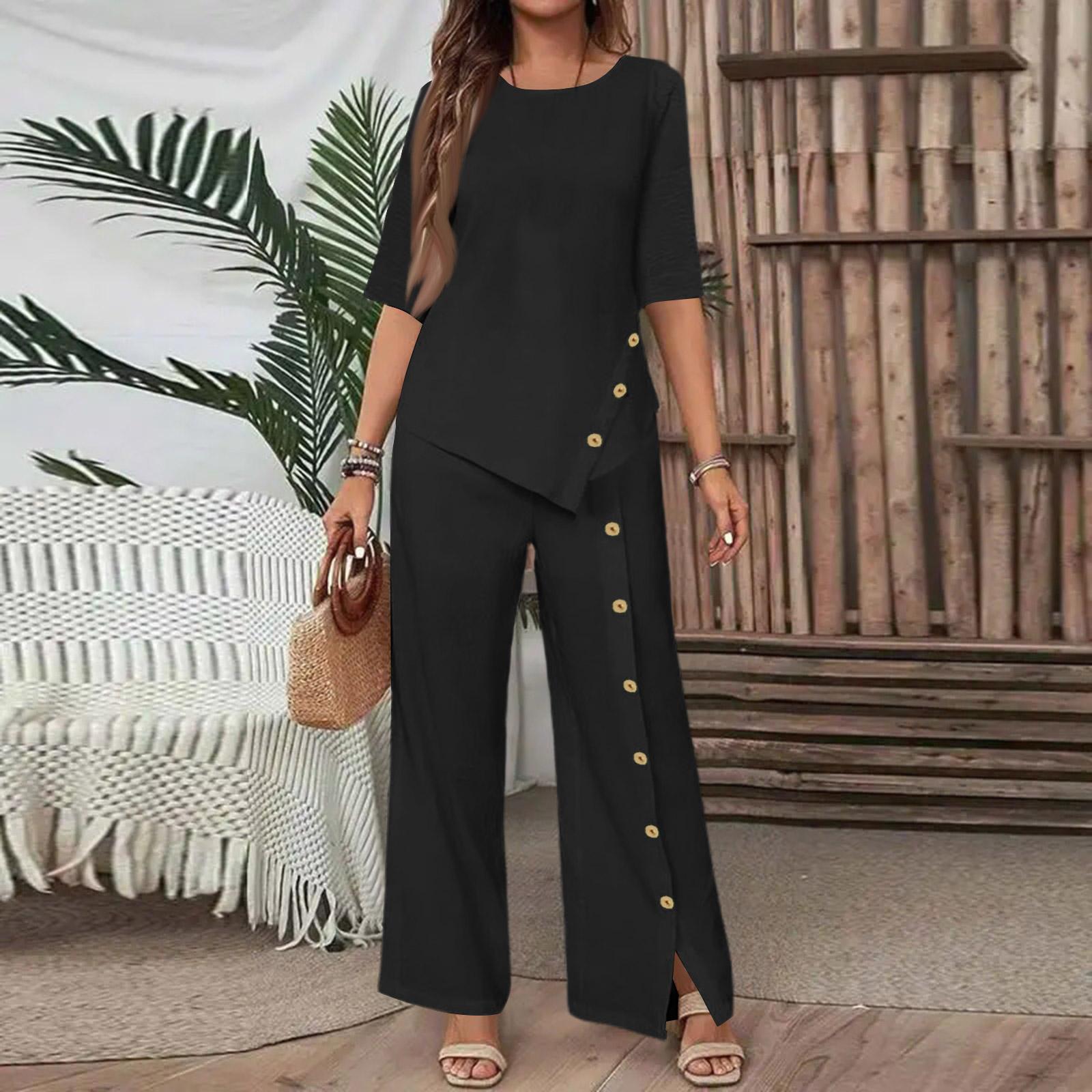 

Комплекты из двух предметов для женщин, повседневные свободные рубашки с длинным рукавом и шорты на кулиске с высокой посадкой, спортивные костюмы L чёрный