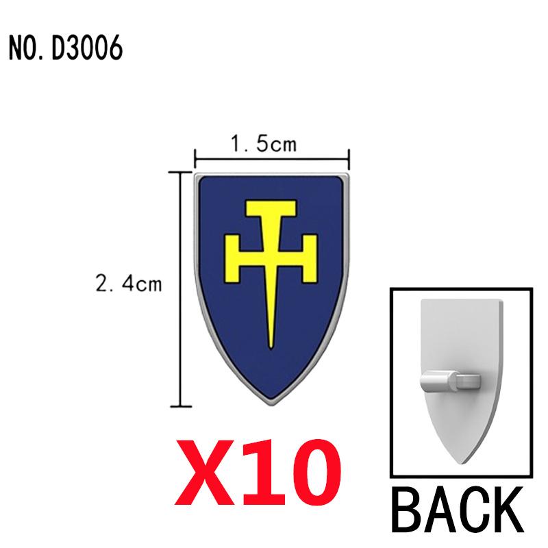 Medieval Military Castle Knight Shield Building Blocks Figures Accessory King Helmet Flags Shoulders Armor Feather Toy Gift T050