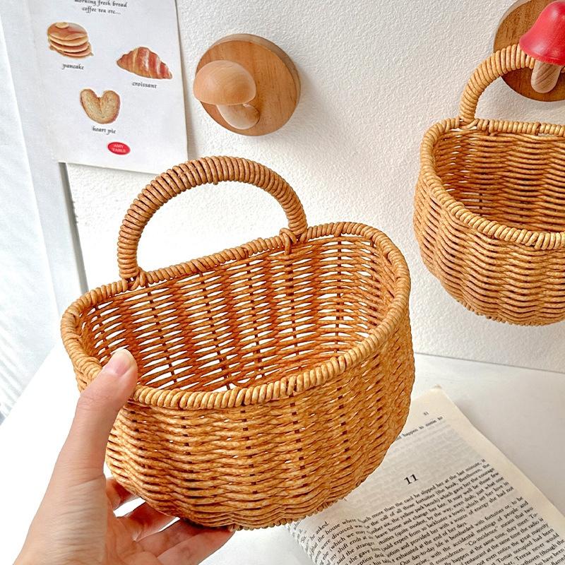 Nástěnný úložný koš Nádoba Dekorativní koš Ručně pletený Kuchyňský úložný koš Zábavný tvar Květináč Domácí dekorace