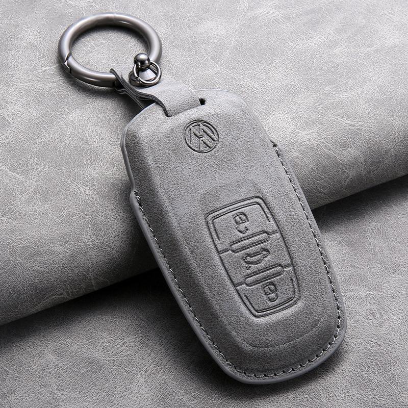 Suede Leather Car Key Case Cover Holder Shell Fob For VW Tiguan Touran Caddy Beetle Jetta Eos Golf Polo Hella Auto Accessories