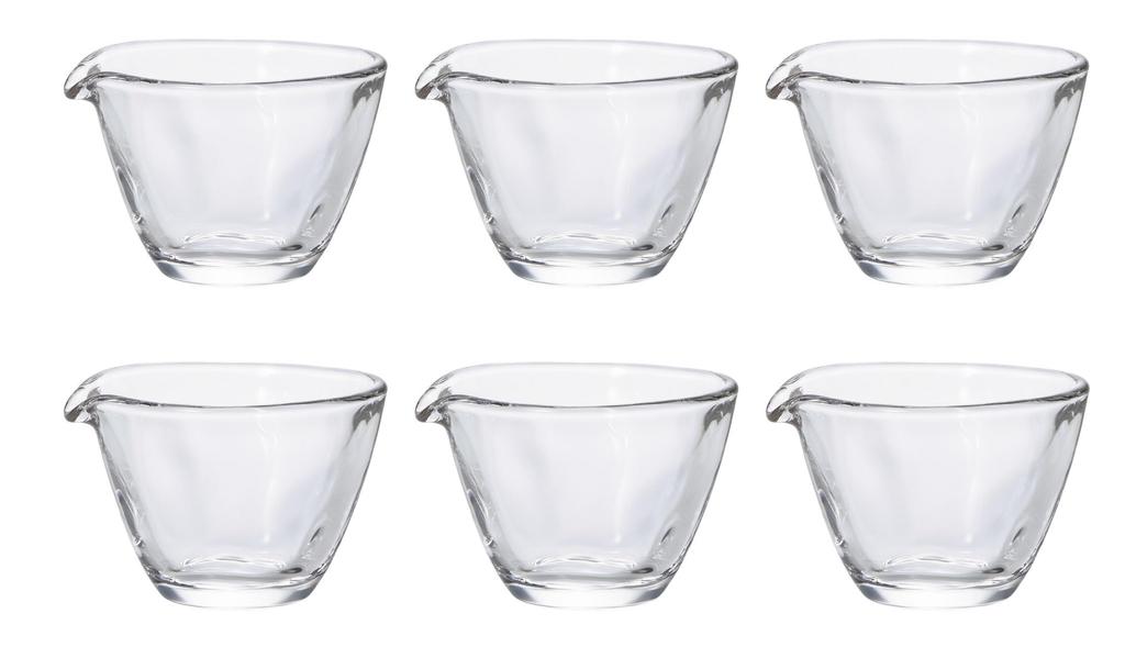 Aderia of 6 Mini Bowls with 50ml Dishwasher Made in Glass Small Soy Small Sauce Simple Design for Commercial Use (ADERIA) [Set Hand-Kneading Spouts,