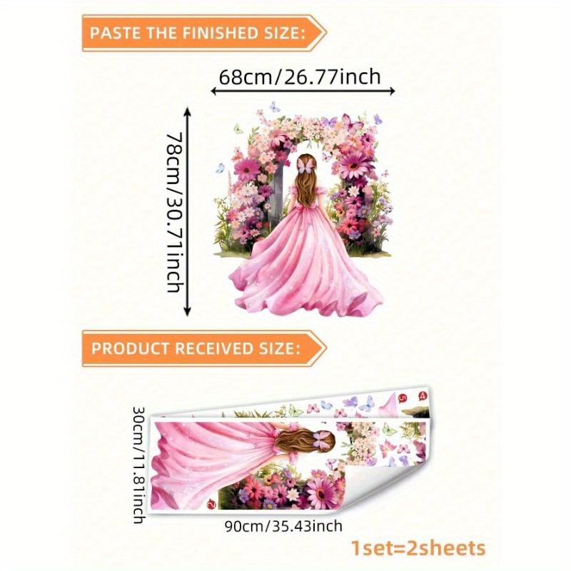 Pink Purple Floral Fairy Butterfly Girls Wall Stickers for Living Room Bedroom Sofa Decor Self-Adhesive Vinyl Decal for Home Festival Decor Stickers