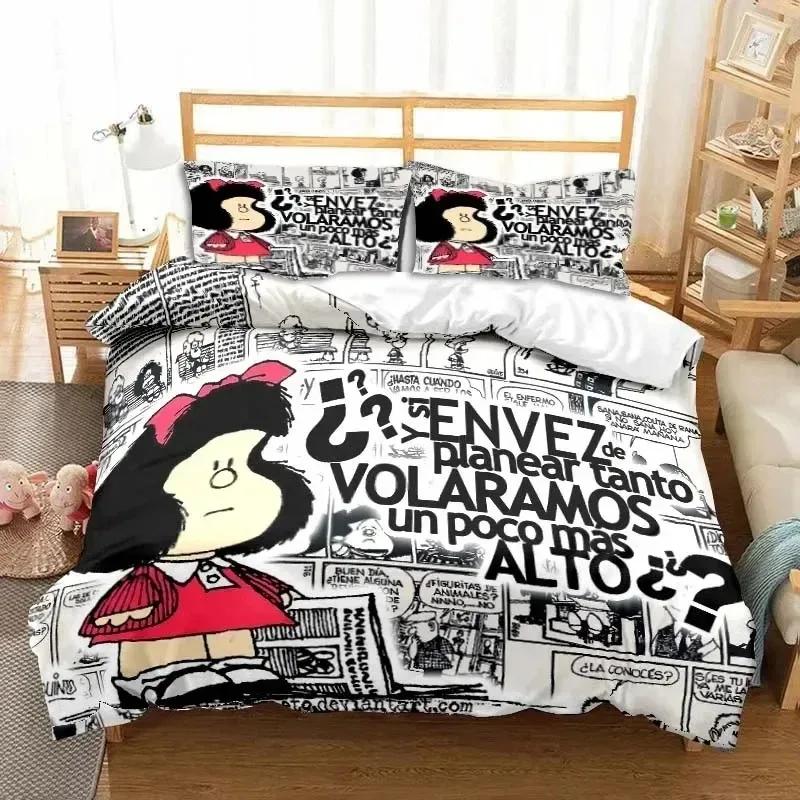 Cartoon Duvet Cover Mafalda 3D NEW Pillowcase Bedding Set Adult Boy Girl Bedroom Decoration Children Single Double Large