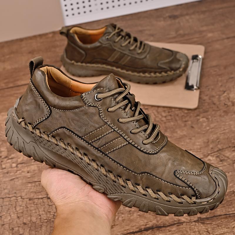 

Сшитая вручную мужская сезонная новая модная повседневная обувь мужская удобная на шнуровке нескользящая и износостойкая спортивная обувь 38