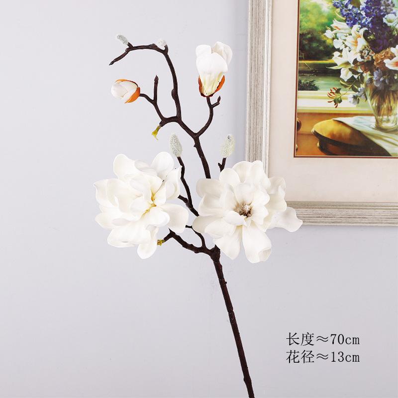 Simulation of mid-branch magnolia, head magnolia desktop flower arrangement, fake flower simulation of magnolia wedding PU flower material