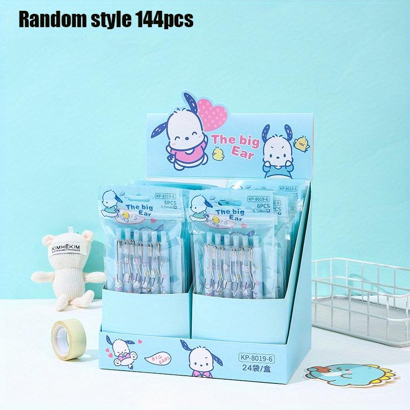 

Back to school season 144pcs 0.5mm Creative cartoon little dog pattern Black push action pen, charming Blue dog Theme neutral pen Box set, smooth Random style 144pcs