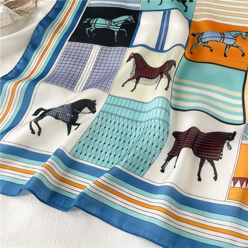 Eșarfă pătrată mică de mătase, nouă, 70 * 70 cm, pentru protecția gâtului, eșarfă profesională, versatilă, cravată de păr, eșarfă