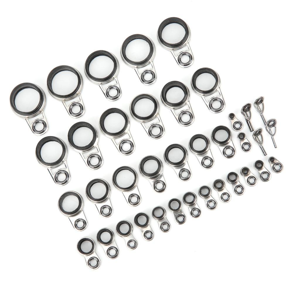 37PCS Multiple Sizes Fishing Rod Guides Stainless Steel Fishing Rod Eyes Ring  Rod Repair