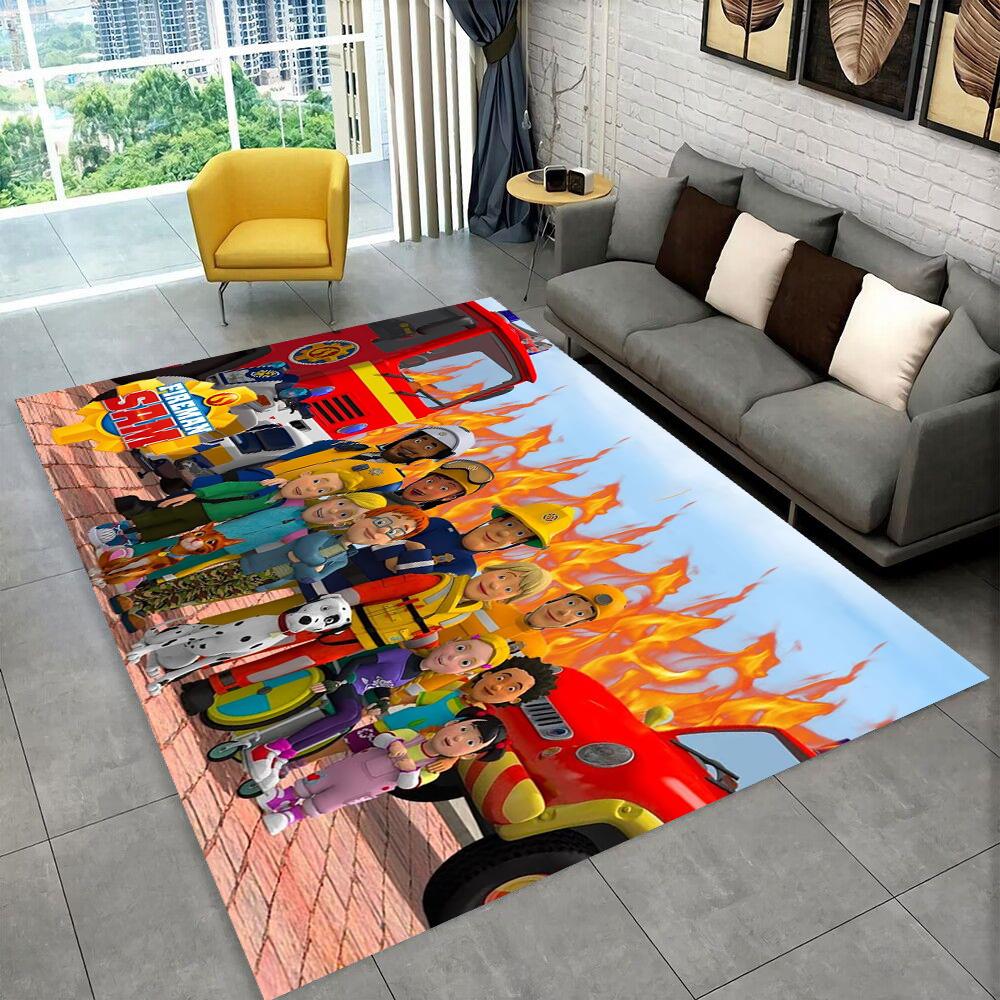 3D Classic Fireman Sam Child Cartoon Carpet Rug for Living Room Bedroom Home Sofa Decoration,Kids Play Non-slip Floor Mat Gift