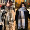Korean Style Tassel Thick Thermal Scarf Women Winter Plaid Print Long Warm Shawl Costume Accessories