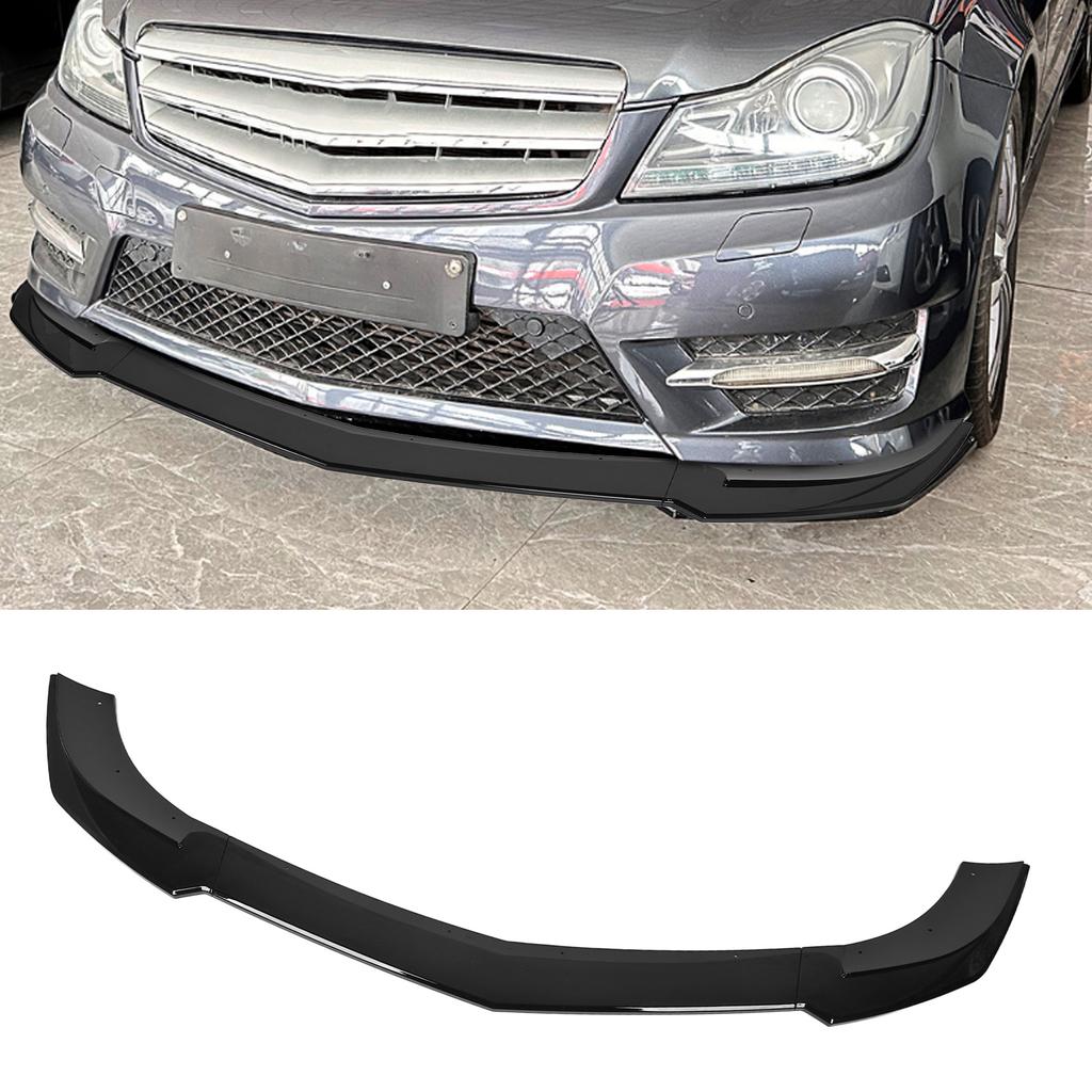 3PCS Front Bumper Lip Spoiler Scratch Resistant Bumper Lip Chin Splitter Kit Replacement for C‑Class W204 04 2011‑2014