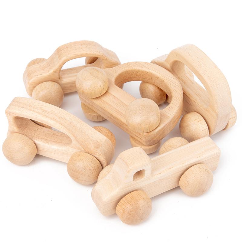 Wooden Inertia Handcart Toy for Children Aged 0-3: Grip Training and Play.