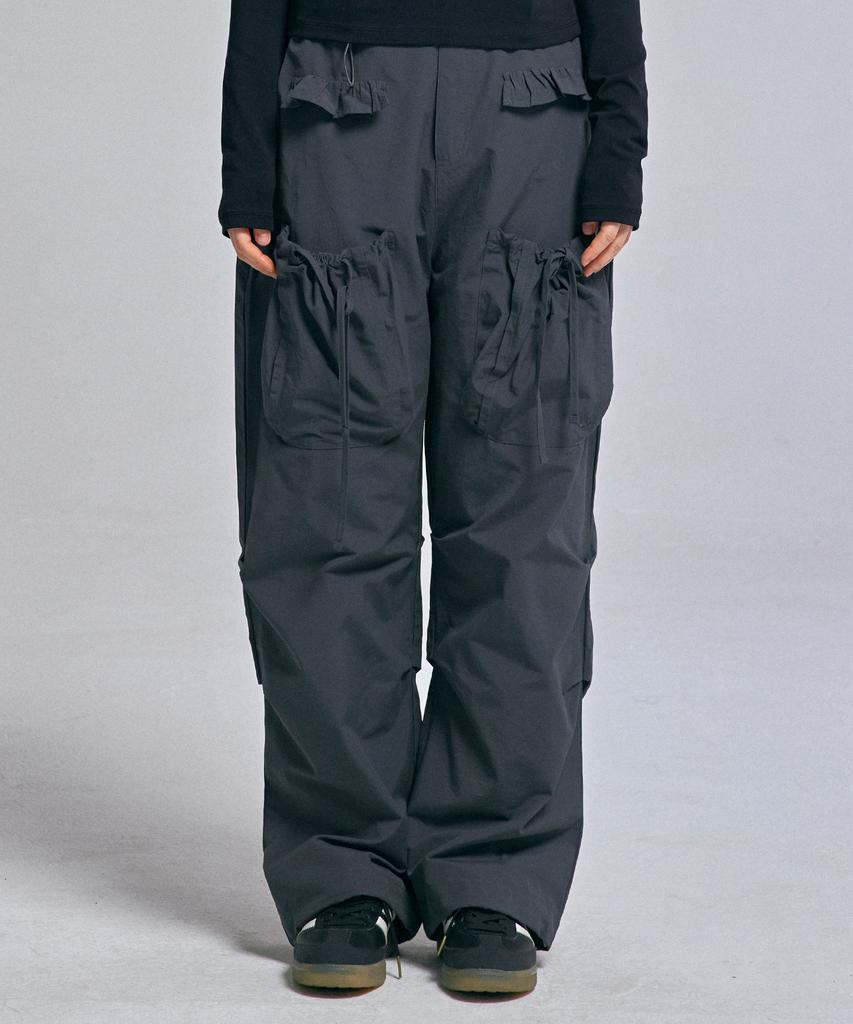 AWESOME STUDIO Out-Pocket Cargo Wide Pants Charcoal