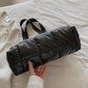 NICE SELECTION Women's Quilted Shoulder Bag, Lightweight, 2-Way Tote Bag, Waterproof and Water-Repellent, Large Capacity (Black, Regular)