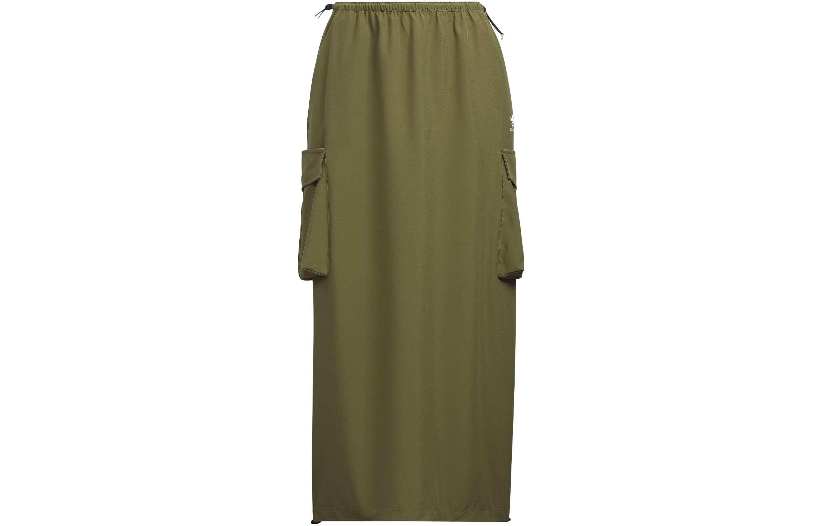 Adidas Originals Casual Long Skirt Women s Dark Olive Green IY9494 M