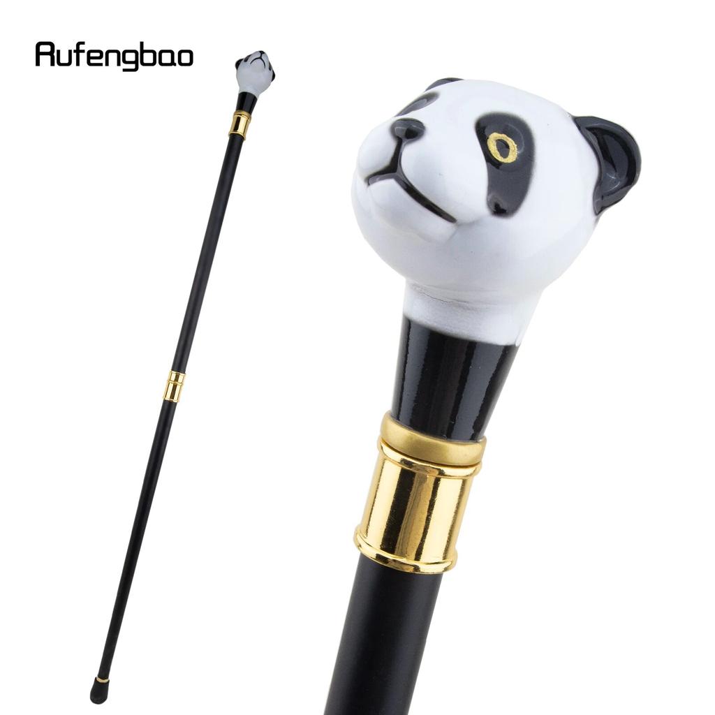 Svart Hvit Panda Spaserstokk Mote Dekorativ Spaserstokk Gentleman Elegant Cosplay Cane Knob Crosier 93cm