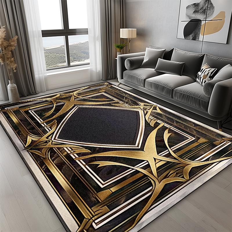 Boho Style Luxury Black Gold Carpets Living Room Bedroom Decoration High-grade Sofa Large Rugs Lounge Coffee Tables Mats Flannel