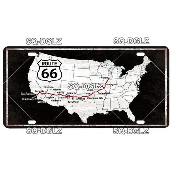 ROUTE 66 Metal Sign Tin Sign Licenses Plate Garage Decor Plaque Vintage Man Cave Bar Pub Club Home Wall Decor Garage Poster