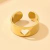 Stylish European and American Sweet Open Heart Ring for Women – Gold-Plated Stainless Steel Gift