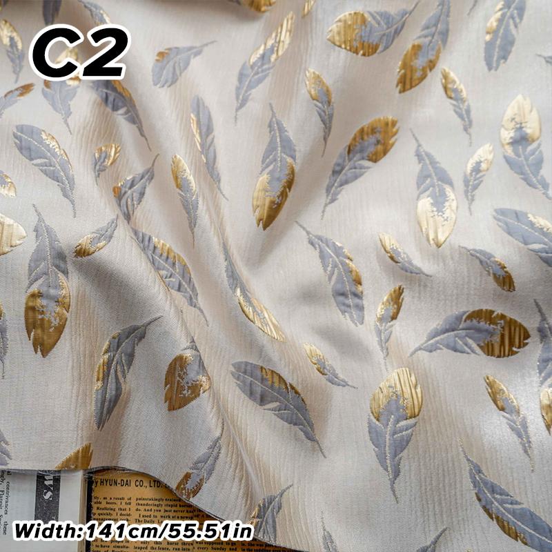 1M Luxus Goldene Seidenblume Geprägtes Jacquardgewebe Gewebter Brokatstoff Bekleidung Kleid Anzug Tasche Polsterung DIY Nähstoff