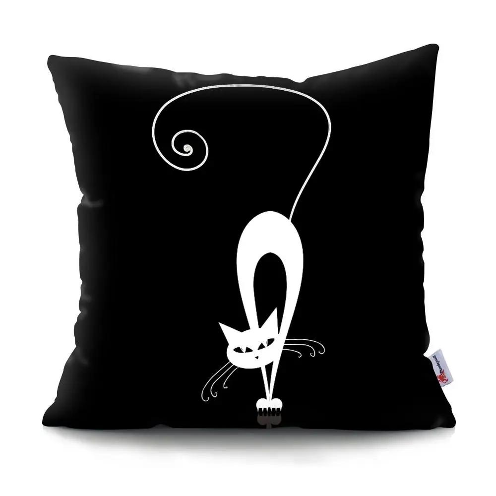 Black Cat Cushion Cover Pet  Sofa Bedroom Decoration Pillowcase Pattern   Case