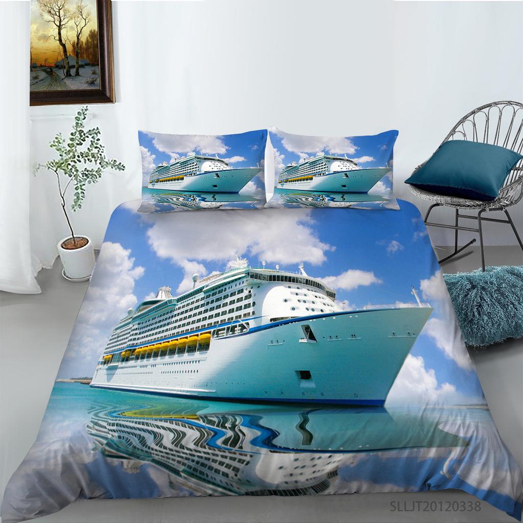 3D Digital Printing Quilt Cover Pillowcase Two or Three-piece Cruise Series Polyester