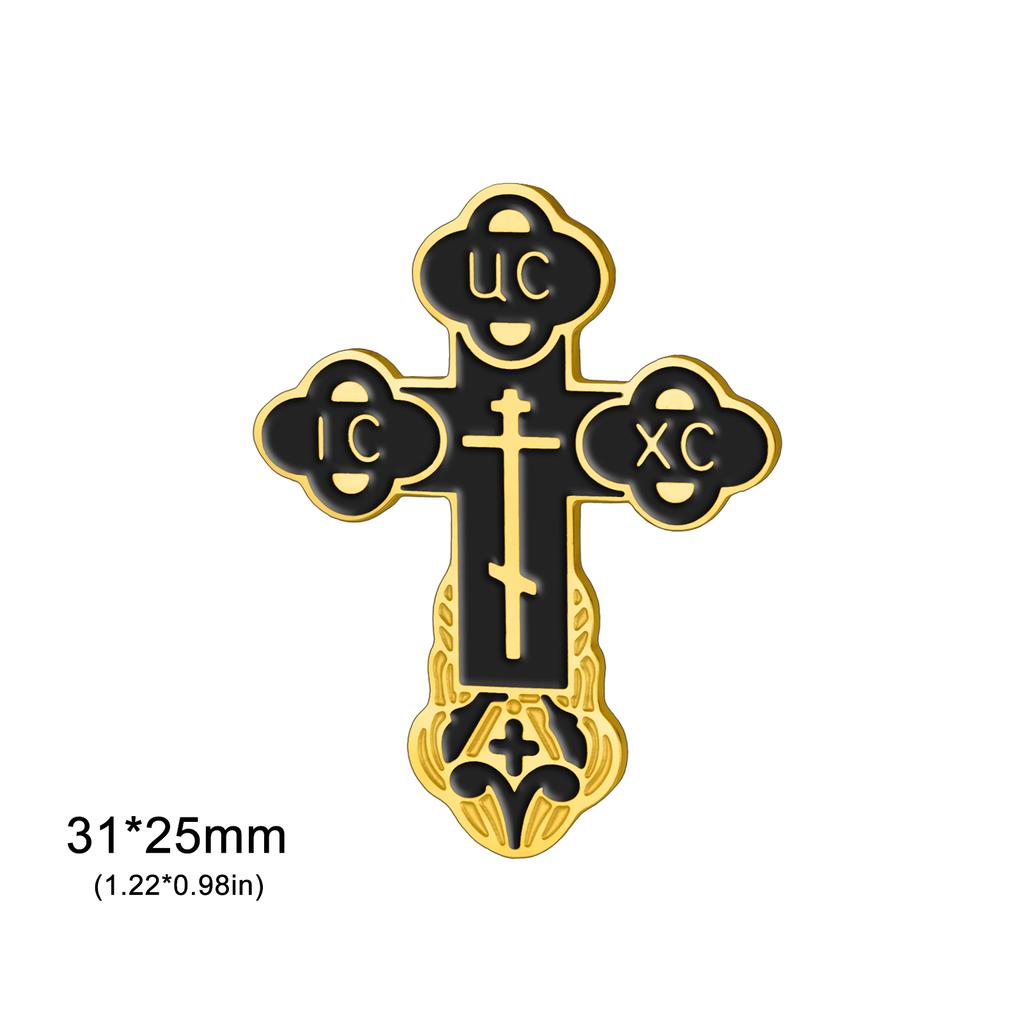 LIKGREAT Christian Cross Brooch for Women Men Enamel Drip Stainless Steel Pin Metal Badge Religious Gothic Jewelry Gift