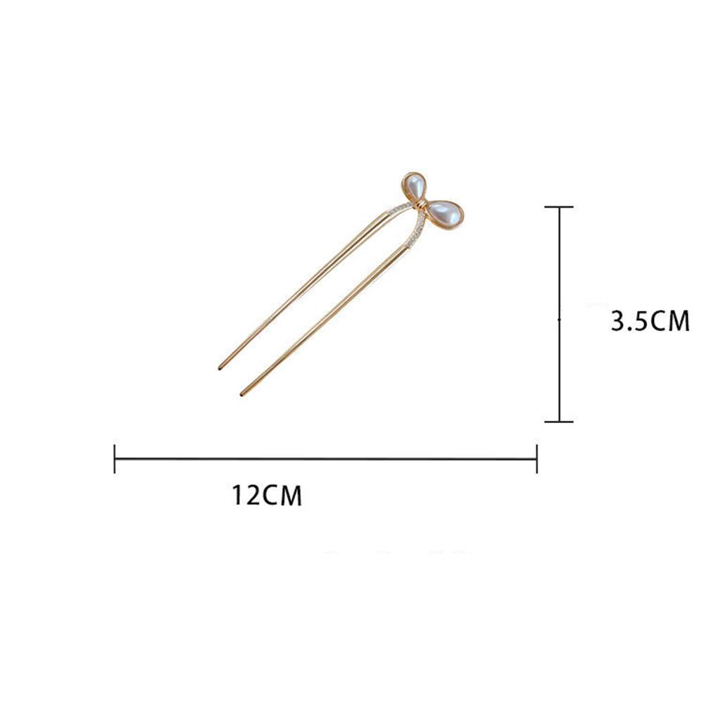 Simple U-Shaped Pearl Hair Fork Bun Bow Hairpins Metal Hair Sticks Hair Clips Barrettes Hair Accessories Women Headwear