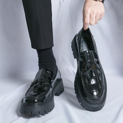 2024 New Men Tassel Casual Leather Shoes Mens Handmade Thick Soled Brand Luxury British Style Anti-slip Wearable Business Shoes