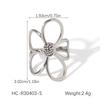 Light Luxury Minimalist Hollow-out Flower Stud Earrings with Zircon Inlay, Designer Ear Jewelry, Titanium Steel Accessories
