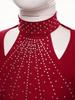 Girls Sleeveless Crop Top Shiny Rhinestones Cutout Design with V Front Waistband Shorts Dance Outfit
