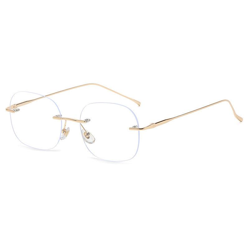 Zhao Ruth Has The Same Glasses, Frameless Small Square, Metal Silver Anti-Blue Light, And Can Be Matched With Degree Myopia Flat Glasses For Women.