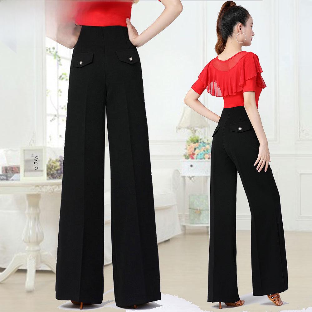 Women's Modern Wide-Leg Latin Dance Pants - High Waist Ballroom & Jitterbug Trousers.