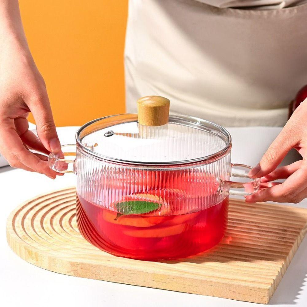 1.6L Cooking Pot Binaural Handle Noodles Bowl Multifunctional Soup Pot  Microwave Oven