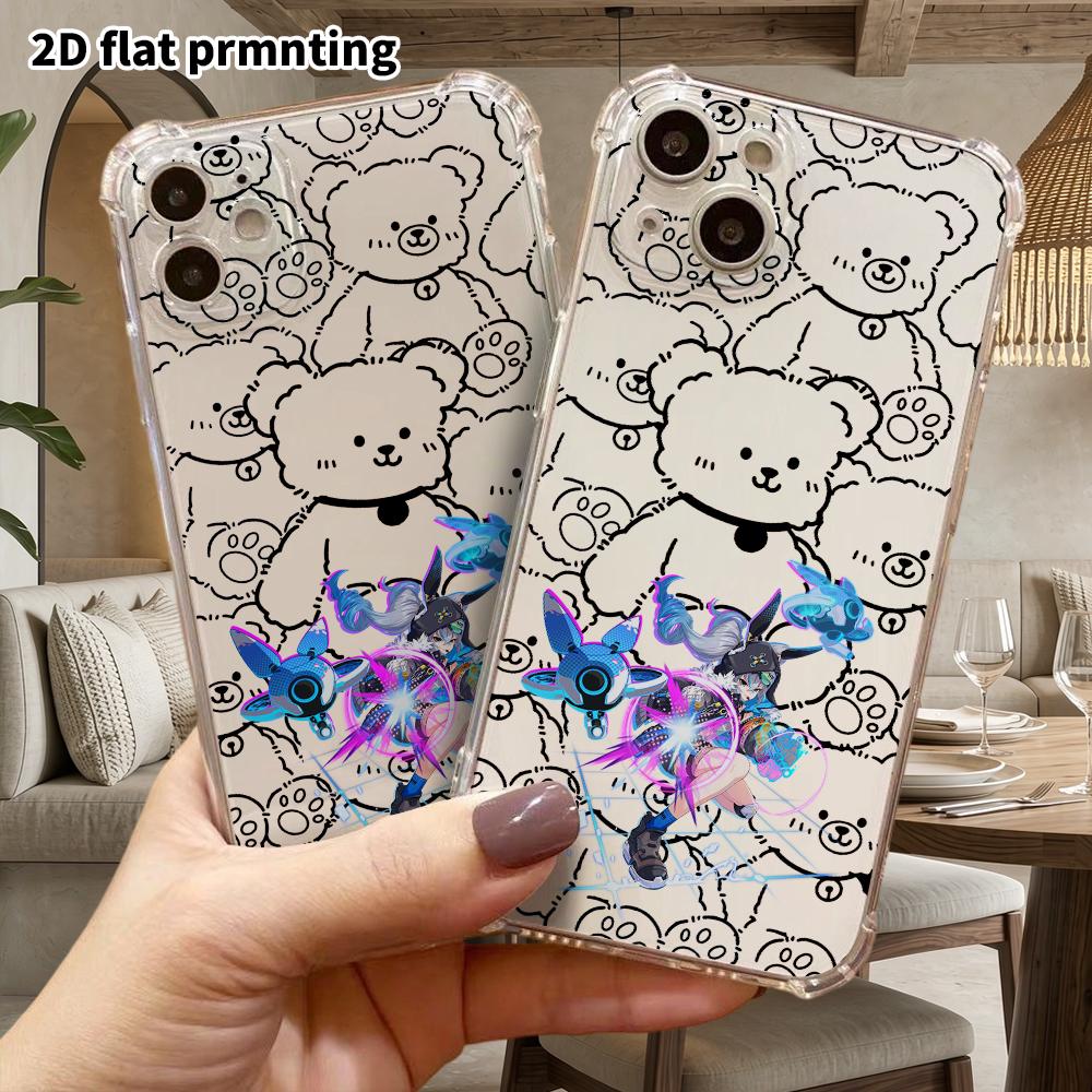 Phone Case: 2D flat suitable for iPhone 18 17 16 15 14 13 Pro, transparent four corner shockproof protective case, Silver Wolf, Christmas and Hallowee