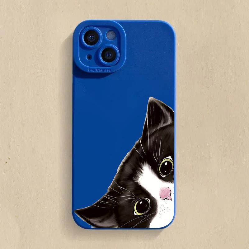 Süßes schwarzes Katzenmuster Silikon Handyhülle Für iPhone 17 Air 16 e 15 14 13 12 11 Pro Max Plus Mini SE Stoßfest Weiche Hülle
