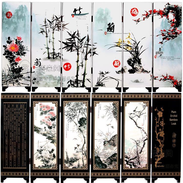 Chinese Style Desktop Lacquer Screen Ornament - Handmade Souvenir Home Decoration Gift