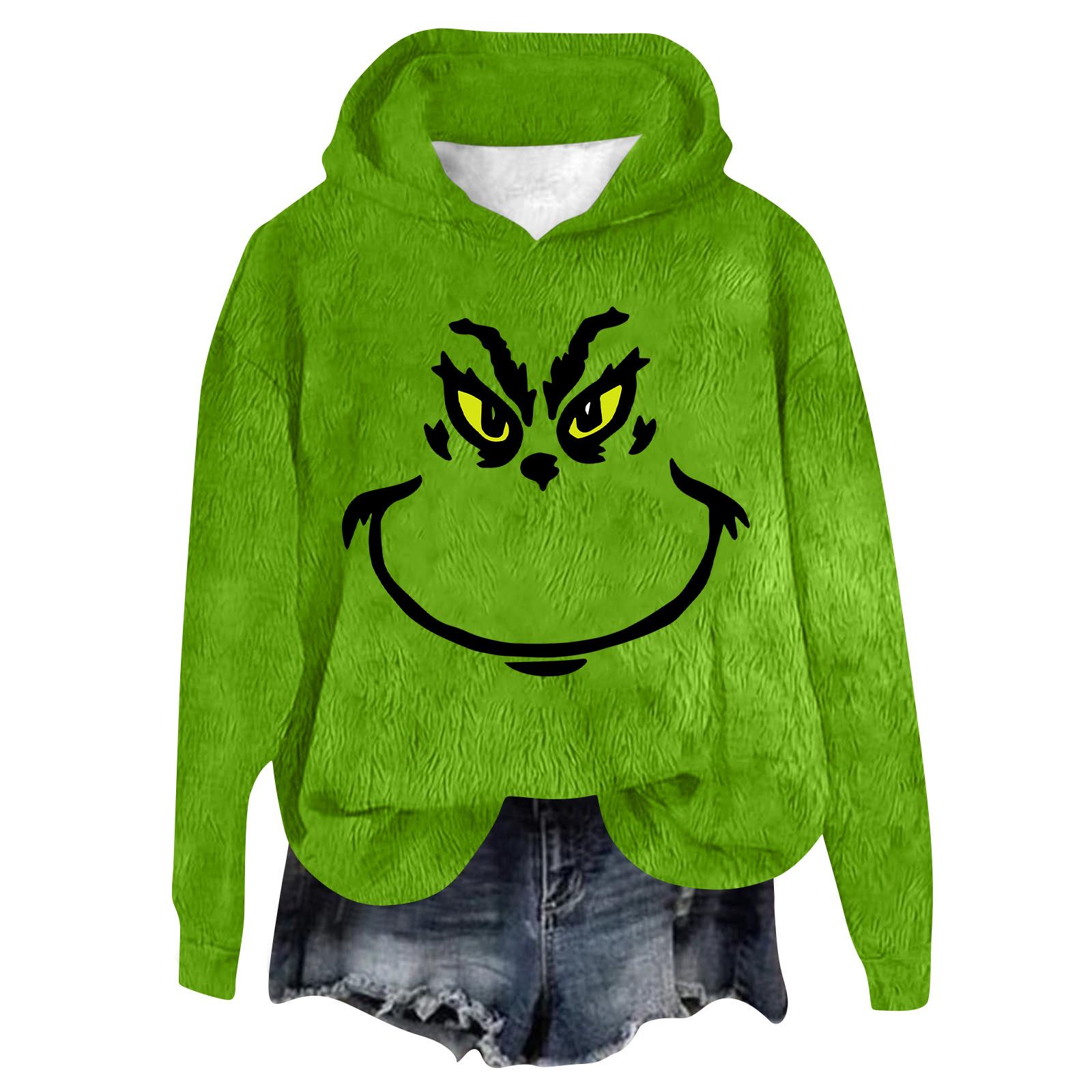 

Women s Hooded Long Sleeve Christmas Printed Flannel Top Hooded Sweatshirt XXL