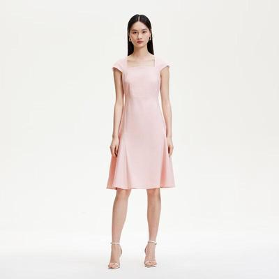 2025 Spring A-line Square Neck Mid-length Dress
