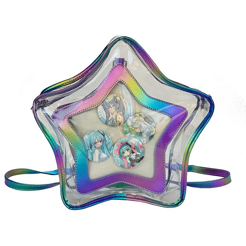 Star pentagram transparent bag women's shoulder single shoulder crossbody large capacity backpack