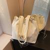 New Drawstring Shoulder Bag Lazy Style Tote Cloth Bag Women's Large Capacity Commuting Bag Student Class Bag