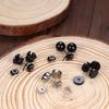 1 Pairs Black Earrings for Men Women Stainless Steel Black Stud Earrings Round CZ Stud Earrings Set 8MM