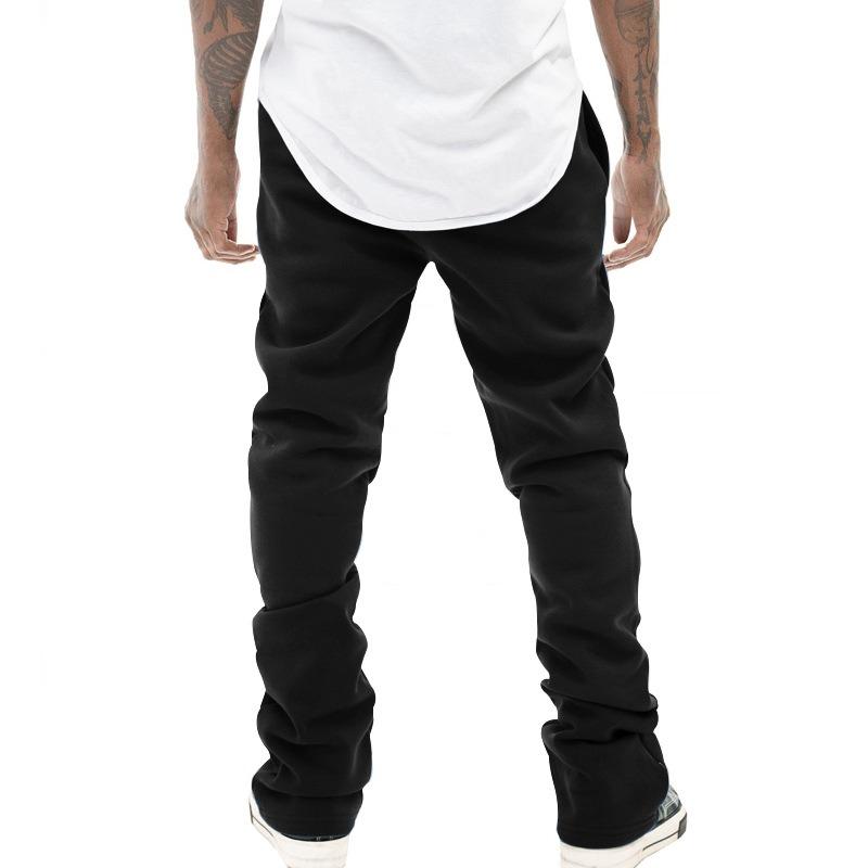 Men's Autumn Winter Solid Color Casual Sweatpants, Loose Straight Leg Long Pants